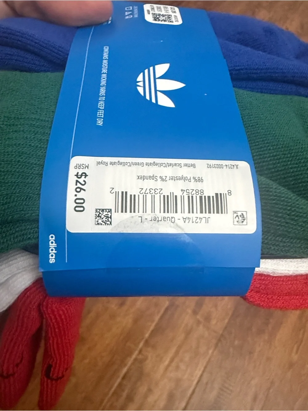 adidas 6-Pack Crew Athletic Socks - Red, Black & Multicolor